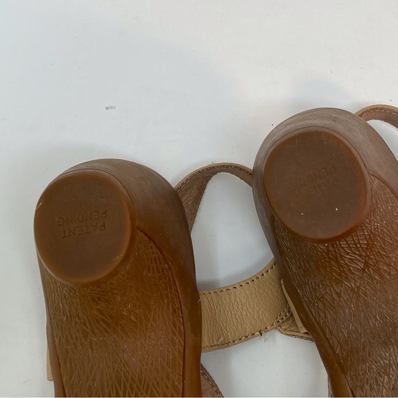 Miz Mooz Beige Leather Monette T Strap Pumps High Heel Shoes Size 8 Womens Pom - Picture 12 of 14